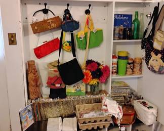 Bandanas, golden books, vintage purses