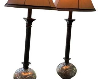 2 Silver Mercury Glass Table Lamps