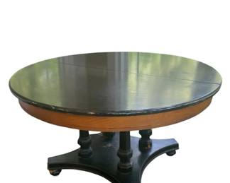 Black Wood Extendable Pedestal Dining Table