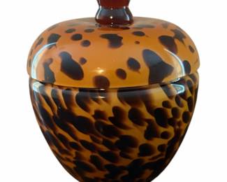 Vintage Decorative Tortoiseshell Glass Jar