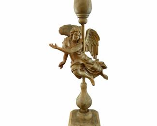 Handcrafted Wooden Angel Candlestick