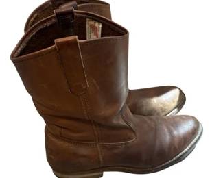 Vintage Red Wing Pecos Mens Brown Leather PullOn Work Boots