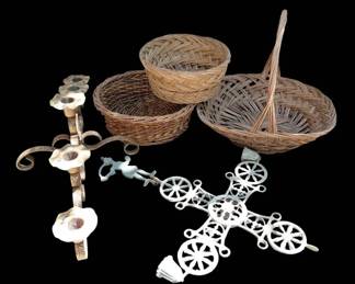 Metal Candle Holders And Baskets Decor Bundle