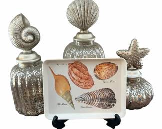 Set Of Seashell Themed Shelf Decor