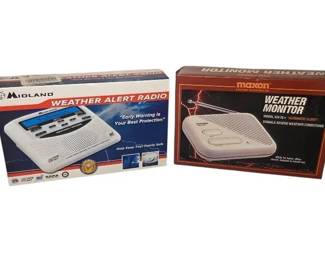 Pair Weather Radios Midland WR120B Vintage Maxon WX70 New In Boxes