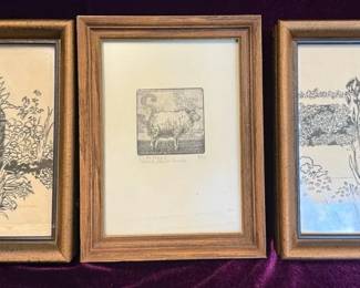 S Is For Sheep Numbered Print By Pamela ZwehlBurke And Two Signed Ink Botanical Prints