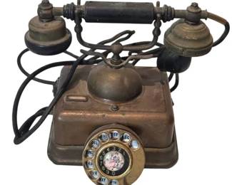 Vintage 1960s Brass Rotary Telephone Model JO4 Made in Japan