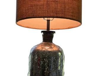 Silver Mercury Lamp W Burlap Shade