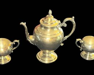 Vintage WM Rogers Coffee Pot, Creamer Sugar Bowl