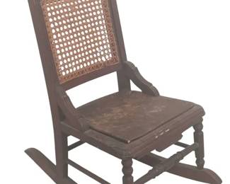 Antique Victorian Childs Cane Rocking Chair
