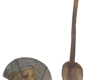 Antique Primitive Lot Ecuadorian Wooden Ladle Hanging Scale Pan