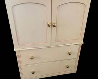 Vtg Cream Painted Wooden Armoire