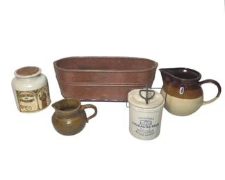 Vintage Country Kitchen Stoneware Lot 5 Piece Rustic Crock Bundle