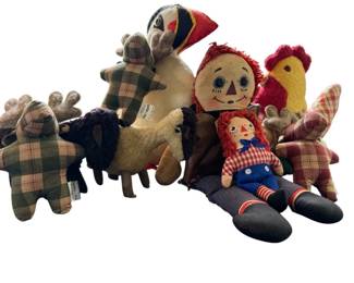 2 Vtg Raggedy Andy Dolls Vtg Stuffed Animals