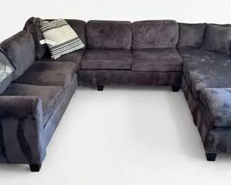 Charcoal Gray Microfiber UShaped Sectional Sofa with NonSlip Cushions