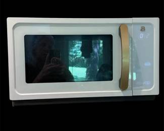 Beautiful Brand White Microwave With Gold Handle
