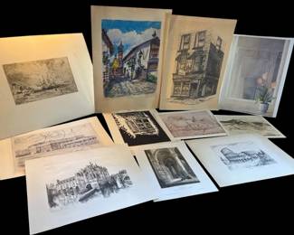 Mystery Lot Of Art Prints Vtg Literature Organizer