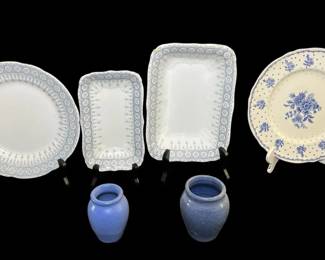 Antique English Blue White Serveware