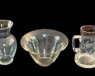 Assorted Clear Glass Crystal Vases w Bowl Pitchers