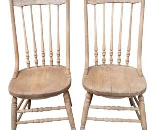 Pair Of Vintage Pressback Style Farmhouse Chairs