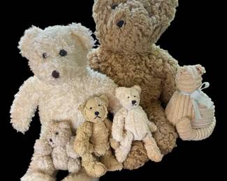 5 Vtg Stuffed Teddy Bears 1 Cat