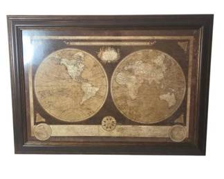 Vintage Framed Old World Map