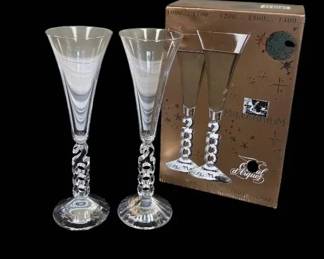 Set Of Two Cristal d Arques Millennium 2000 Champagne Flutes