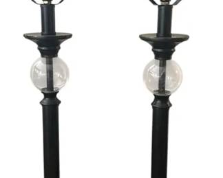 Pair of Traditional Dark Bronze Table Lamps with Glass Accents No Shades
