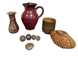 Stoneware Pottery, Moqui Marbles And Petoskey Stone