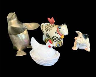 Vintage Westmoreland White And Red Rooster 3.5 , Restoration Hardware Penguin 6 And More