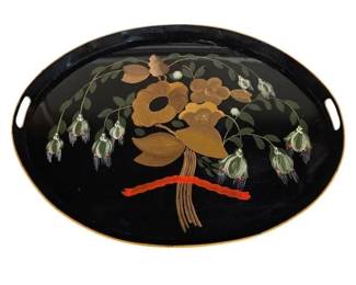 French Napoleon 111 Style Hand Painted Metal Tray
