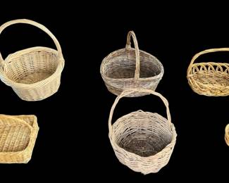 6 Assorted Woven Wicker Baskets