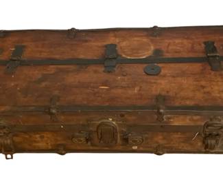 Antique Wooden Steamer Cabin Trunk