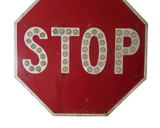Vintage Porcelain STOP Sign with Original Glass CatEye Reflectors