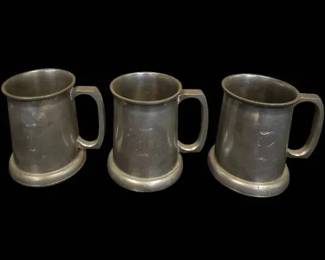 Vintage Michaud Pewter Tankard Mugs