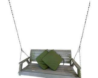 Gray Wooden Porch Swing Cushions