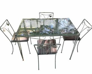 Vintage Midcentury Wrought Iron Dining Set
