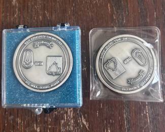 ck- Pair of U.S. Army 23rd Engineer Battalion / 23rd Armored Engineers challenge coins associated with the 3rd Armored Division “Spearhead.” The coins feature unit insignia and the transition from the 23rd Armored Engineers to the 23rd Engineer Battalion, with inscriptions including “Then – We Will Serve Again” and “Now – Always – Spearhead Sappers.” One coin is housed in a clear presentation case with blue interior, while the second is retained in a clear protective plastic sleeve. These came from the military collection of a former U.S. Army battalion commander and make an interesting grouping for collectors of 3rd Armored Division, U.S. Army Engineer, challenge coin, or military memorabilia. Condition appears very good overall with minor storage/handling wear. Please review photographs for exact condition and details.