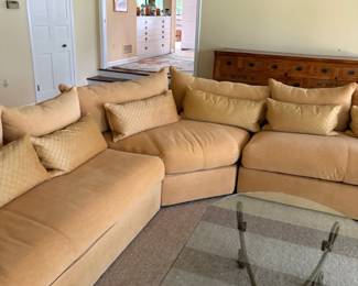 Item 8 Sofa - Item 9 Glass Coffee Table