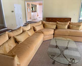 Item 8 - Sofa - Item 9 Glass Coffee Table