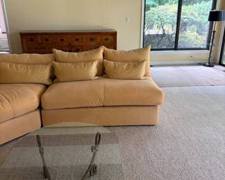 Item 8 Sofa - Item 9 Glass Coffee Table