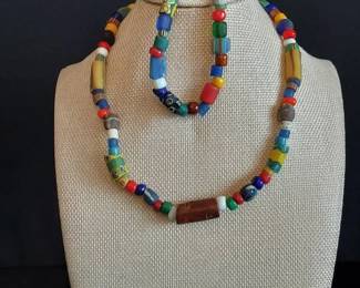 Handmade Glass Bead Necklace And Bracelet