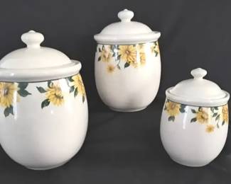 Thomson Pottery Sunflower 3 Piece Canister Set