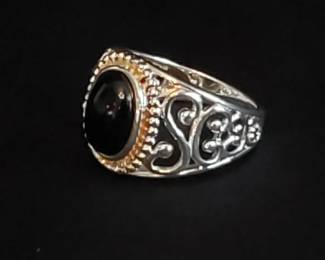 Vintage Avon Sterling Silver And Black Onyx Ring