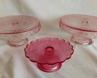 Pink Glass Cake Stands