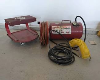 Vintage Mobile Air Compressor And MAC Tools Stool