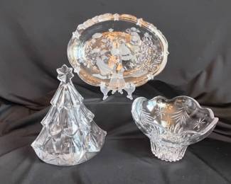 Mikasa Crystal Christmas Serving Pieces