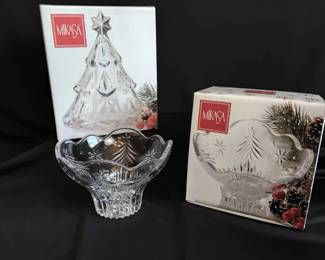 Mikasa Crystal Christmas Tree Votive And Bowls