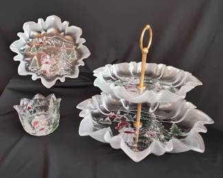 Mikasa Crystal Holiday Landscape Serving Dishes