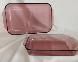 Vintage Cranberry Pyrex Dishes